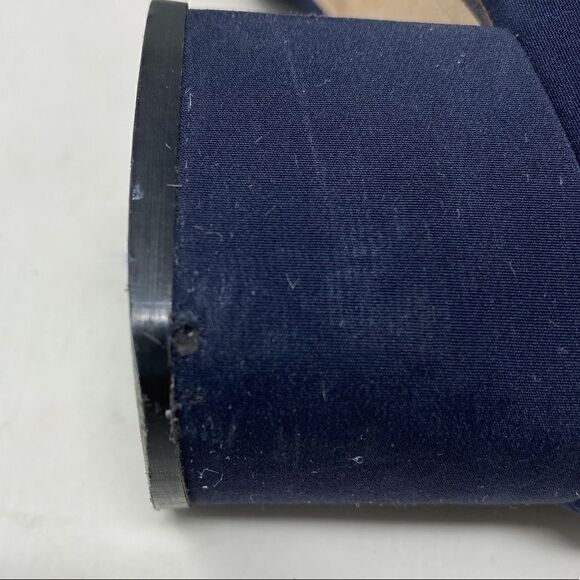 Sold! Bally Sz 7 Blue Pandar Gold Accents Career Slip On Designer Chunky Pumps - Picture 11 of 13